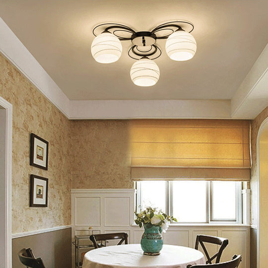 Traditional White Glass Flush Mount Ceiling Light - 3/6/9 Orb Lights for Living Room