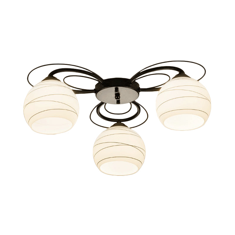 Traditional White Glass Flush Mount Ceiling Light - 3/6/9 Orb Lights for Living Room