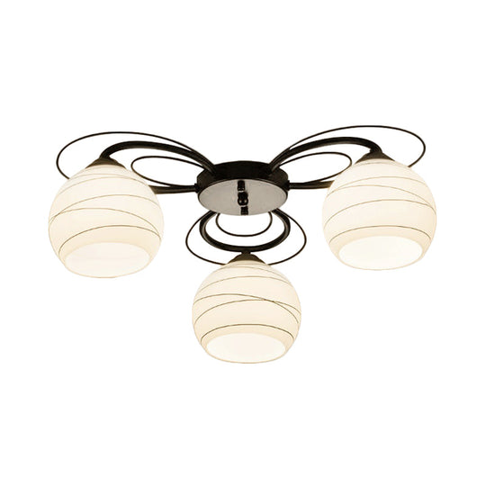 Traditional White Glass Flush Mount Ceiling Light - 3/6/9 Orb Lights for Living Room