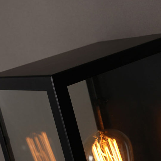 Black Glass Rectangular Box Wall Lamp - Simplicity 1 Head Corridor Light Fixture