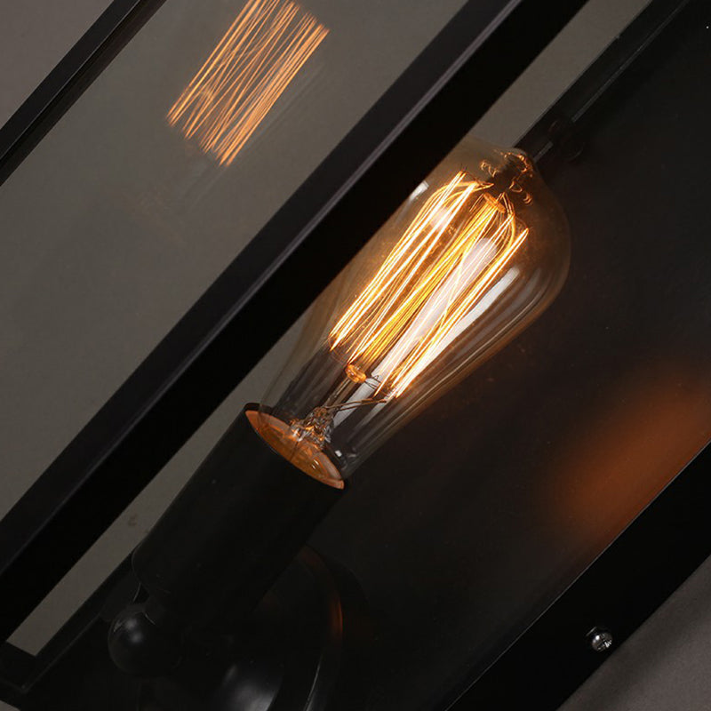 Black Glass Rectangular Box Wall Lamp - Simplicity 1 Head Corridor Light Fixture