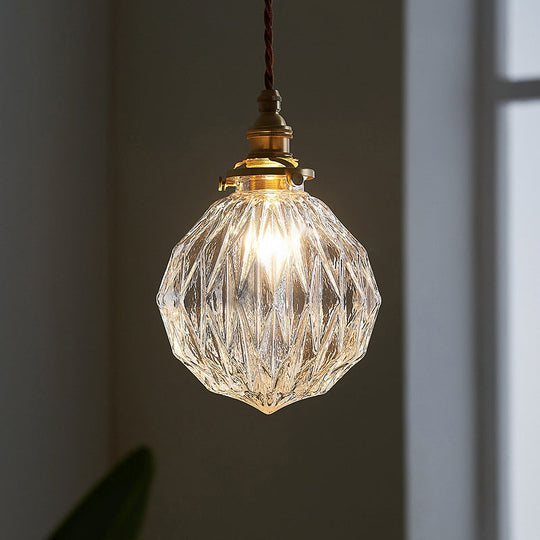 Industrial Single Pendant Light with Clear Glass Globe for Restaurant Ceiling