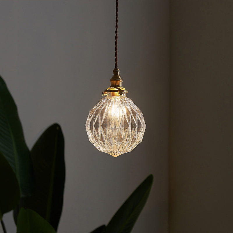 Industrial Single Pendant Light with Clear Glass Globe for Restaurant Ceiling