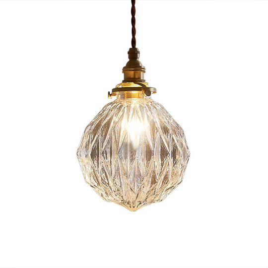 Industrial Single Pendant Light with Clear Glass Globe for Restaurant Ceiling