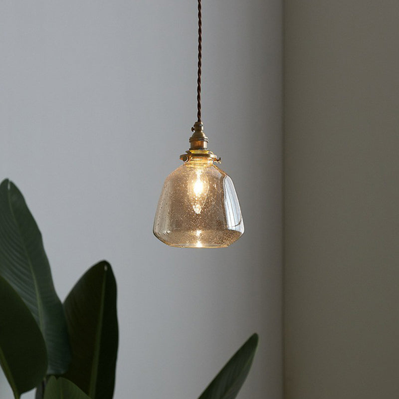 Vintage Glass Pendant Hanging Lamp - Single Bulb Restaurant Lighting