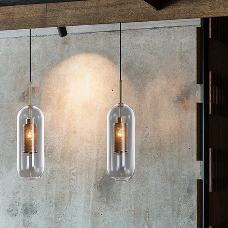 1-Light Clear Glass Shade Pendant - Simple and Stylish Hanging Light Fixture for Restaurants