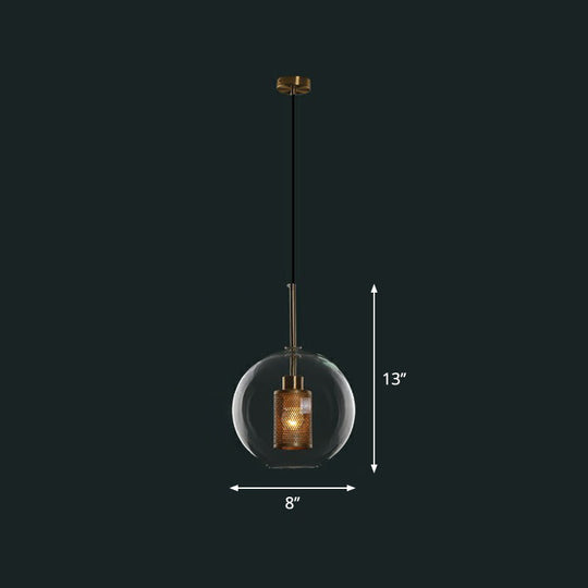 1-Light Clear Glass Shade Pendant - Simple and Stylish Hanging Light Fixture for Restaurants