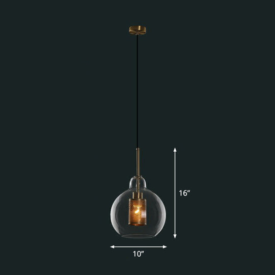 1-Light Clear Glass Shade Pendant - Simple and Stylish Hanging Light Fixture for Restaurants