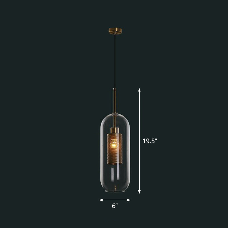 Sleek Hanging Restaurant Pendant Light Fixture - Clear Glass Shade Simplicity 1 Bulb / A