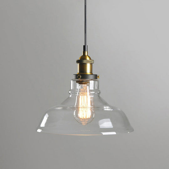 Retro Style Clear Glass Pendant Light With Hanging Pot Lid Design / A