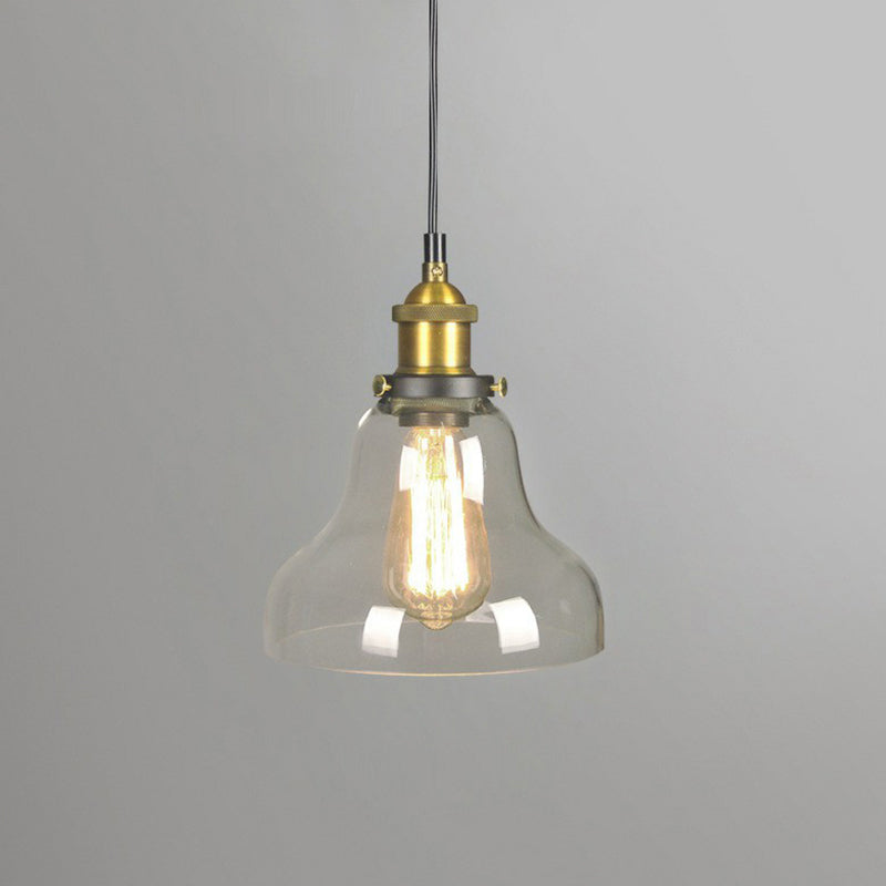 Retro Style Clear Glass Pendant Light With Hanging Pot Lid Design / B