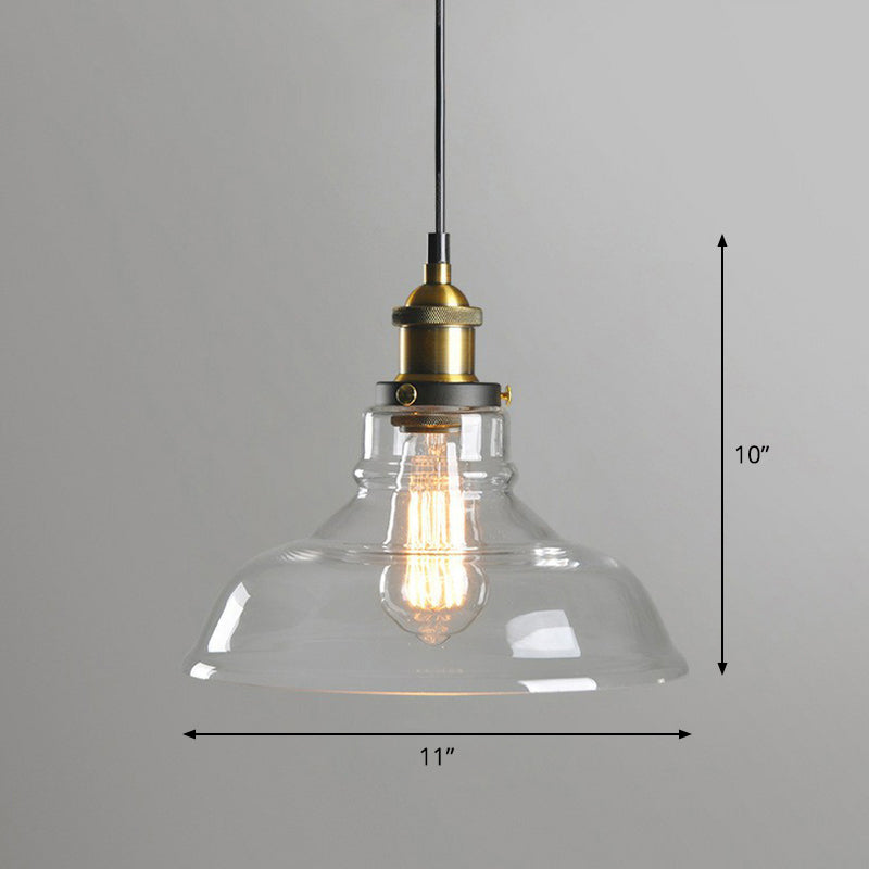 Retro Style Clear Glass Pendant Light With Hanging Pot Lid Design