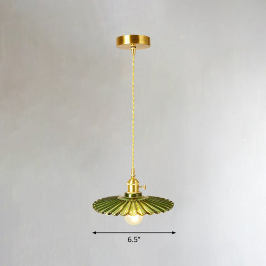 Vintage Style Brass Pendant Hanging Lamp With Glass Shade - Single-Bulb Dining Room Lighting / A