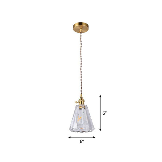 Vintage-Style Brass Pendant Lamp with Glass Shade for Dining Room Lighting