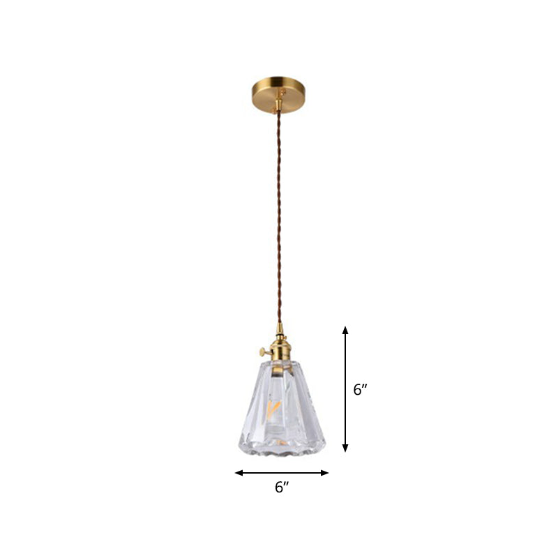 Vintage Style Brass Pendant Hanging Lamp With Glass Shade - Single-Bulb Dining Room Lighting / L