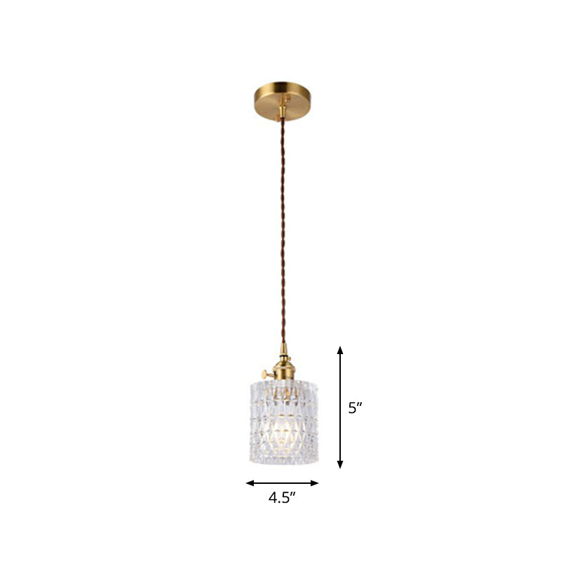 Vintage Style Brass Pendant Hanging Lamp With Glass Shade - Single-Bulb Dining Room Lighting / E