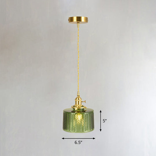 Vintage-Style Brass Pendant Lamp with Glass Shade for Dining Room Lighting