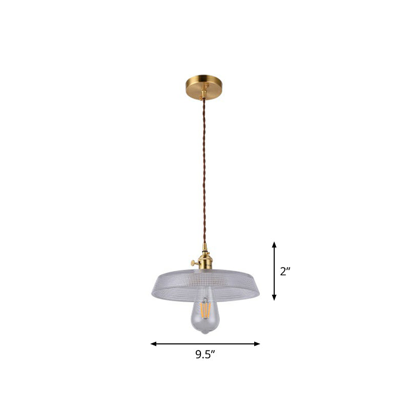 Vintage-Style Brass Pendant Lamp with Glass Shade for Dining Room Lighting