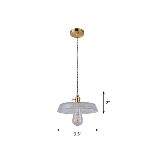 Vintage Style Brass Pendant Hanging Lamp With Glass Shade - Single-Bulb Dining Room Lighting / C