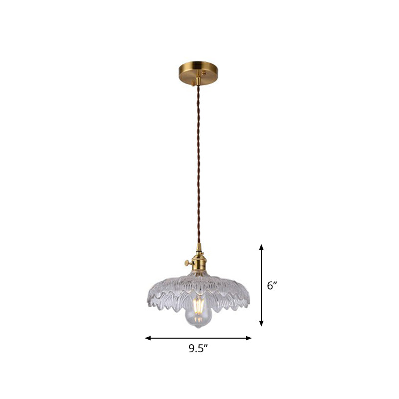 Vintage-Style Brass Pendant Lamp with Glass Shade for Dining Room Lighting