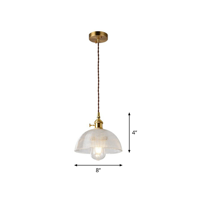 Vintage Style Brass Pendant Hanging Lamp With Glass Shade - Single-Bulb Dining Room Lighting / H