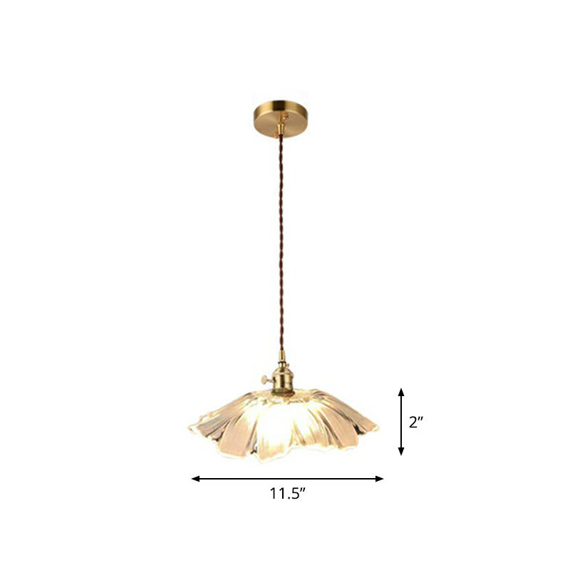 Vintage-Style Brass Pendant Lamp with Glass Shade for Dining Room Lighting