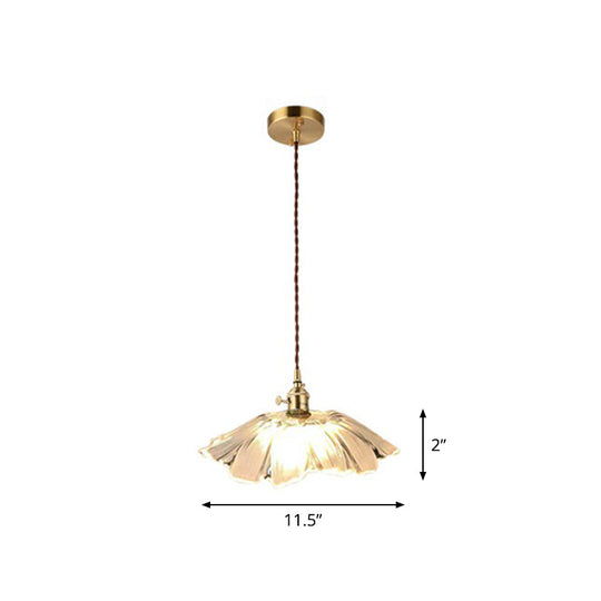 Vintage Style Brass Pendant Hanging Lamp With Glass Shade - Single-Bulb Dining Room Lighting / K