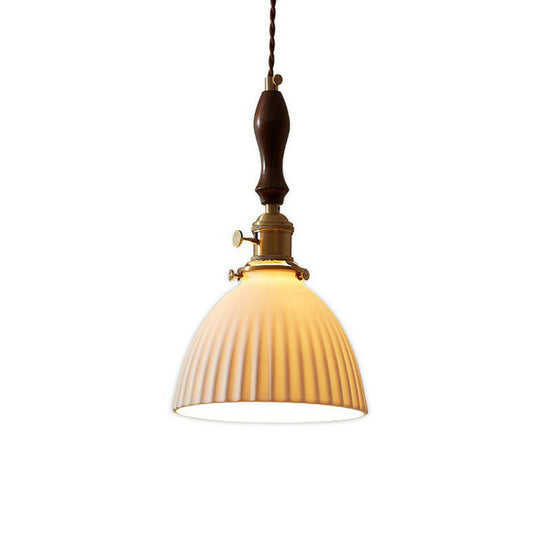 Simplicity White Glass Pendant Light with Dome Shade and Single Bulb