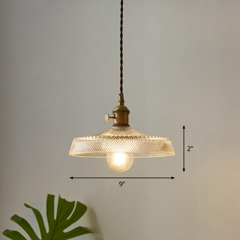 Retro Style Clear Glass Pendant Ceiling Light - 1 Head Suspension Lighting For Restaurants