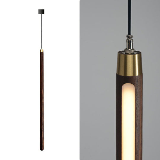 Wooden Simplicity LED Pendulum Light - Stylish Pole-shaped Bedside Pendant Fixture