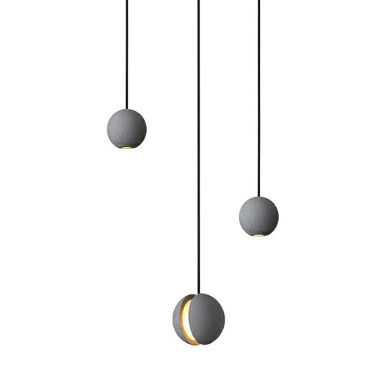 Mini Cement Pendant Light Grey Led Hanging Lamp For Bedroom - Simple & Novelty Design