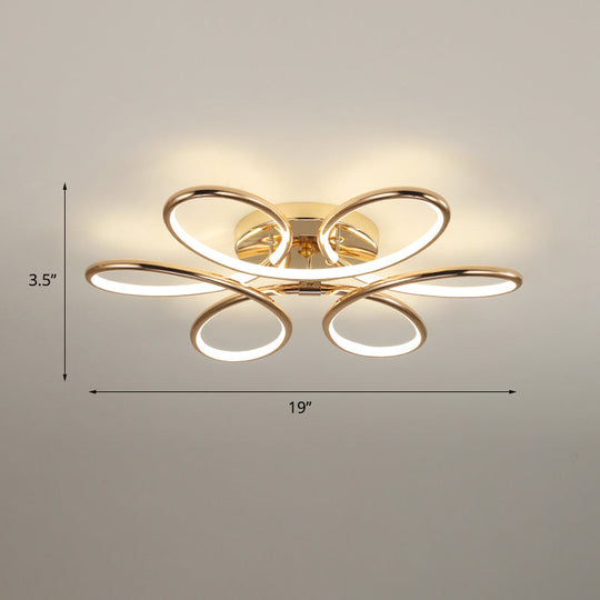 Gold Flower Led Flush Mount Ceiling Light - Simplicity Meets Elegance / 19 Warm