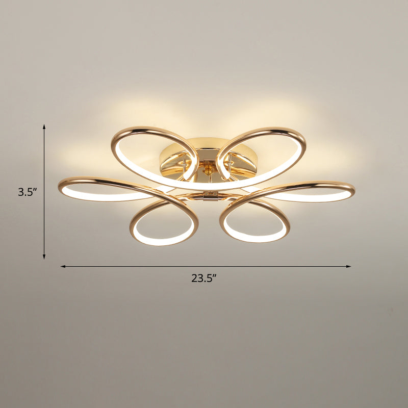 Gold Flower Led Flush Mount Ceiling Light - Simplicity Meets Elegance / 23.5 Warm