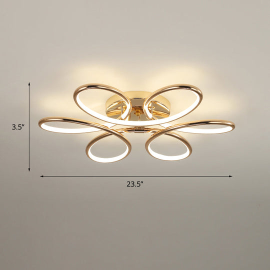 Gold Flower Led Flush Mount Ceiling Light - Simplicity Meets Elegance / 23.5 Warm