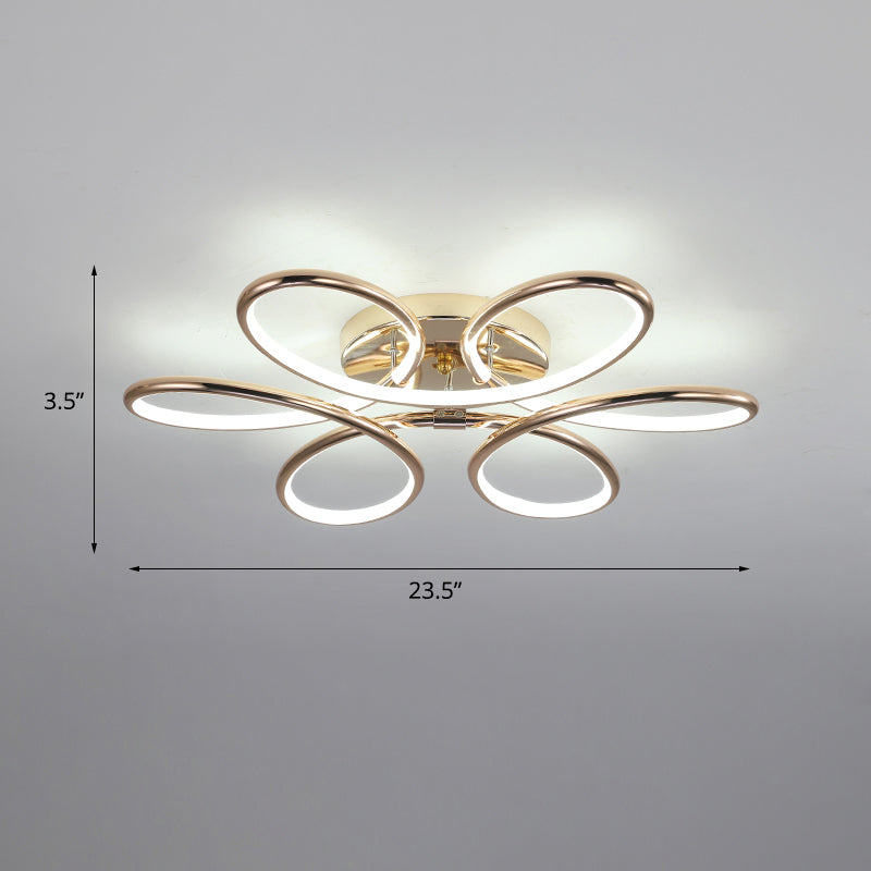 Gold Flower Led Flush Mount Ceiling Light - Simplicity Meets Elegance / 23.5 White