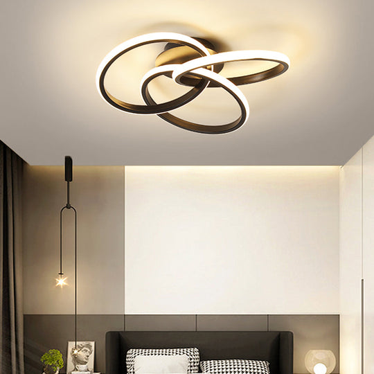 Minimalist Led Ring Flush Mount Ceiling Light For Bedrooms With Interlocking Acrylic Design