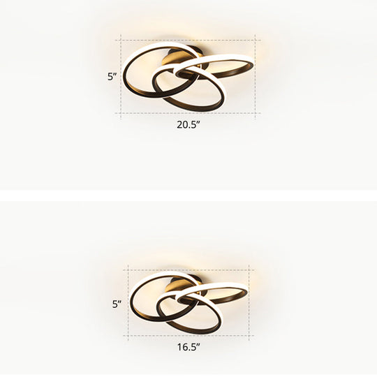 Minimalist Led Ring Flush Mount Ceiling Light For Bedrooms With Interlocking Acrylic Design