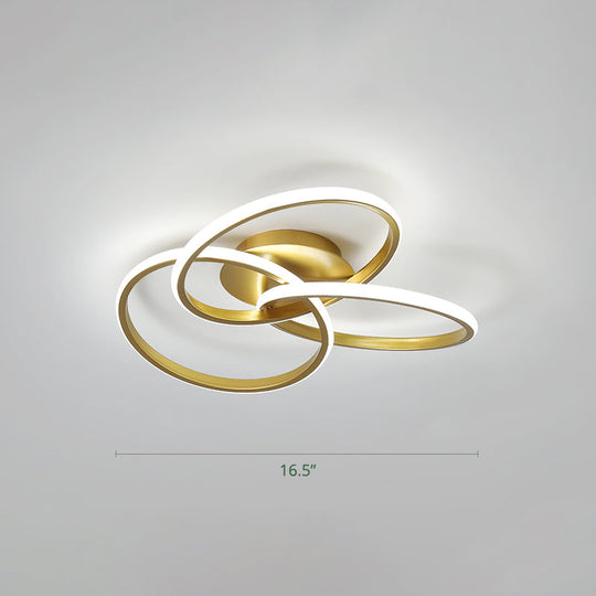 Minimalist Led Ring Flush Mount Ceiling Light For Bedrooms With Interlocking Acrylic Design Gold /