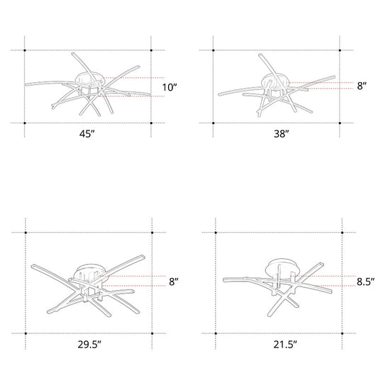 Simple Metal Crossed Rod Led Bedroom Flush Mount Ceiling Light Fixture