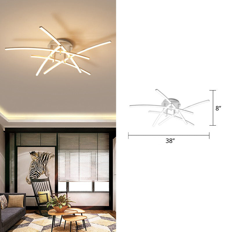 Simple Metal Crossed Rod Led Bedroom Flush Mount Ceiling Light Fixture 5 / White