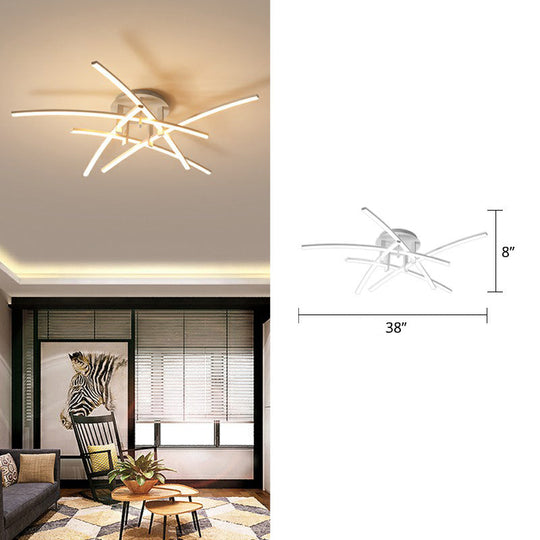 Simple Metal Crossed Rod Led Bedroom Flush Mount Ceiling Light Fixture 5 / White