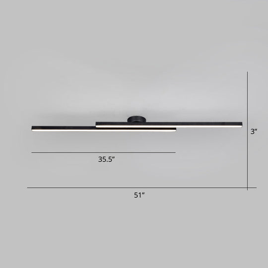 Sleek Aluminum Line Art Semi Mount Led Ceiling Light - Minimalist Metal Flush Fixture For Bedroom 2