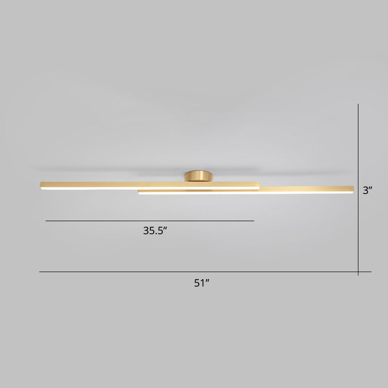 Sleek Aluminum Line Art Semi Mount Led Ceiling Light - Minimalist Metal Flush Fixture For Bedroom 2