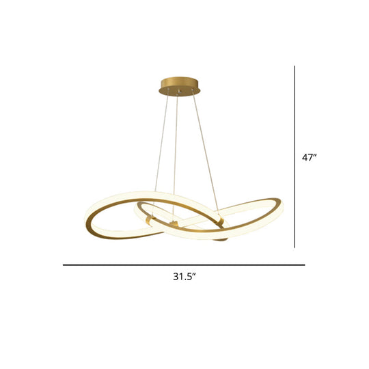 Modern Led Pendant Lamp - Minimalist Twist Design For Living Room Chandelier Brass / 31.5