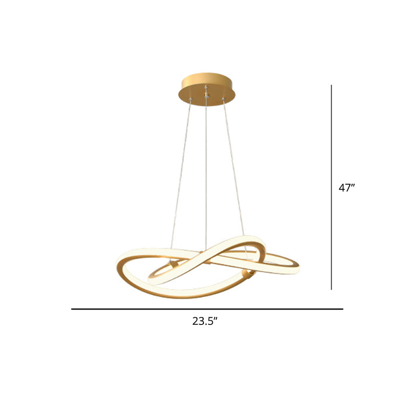 Modern Led Pendant Lamp - Minimalist Twist Design For Living Room Chandelier Brass / 23.5