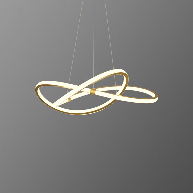 Sleek Twist LED Pendant Lamp: Minimalist Aluminum Chandelier for Living Room