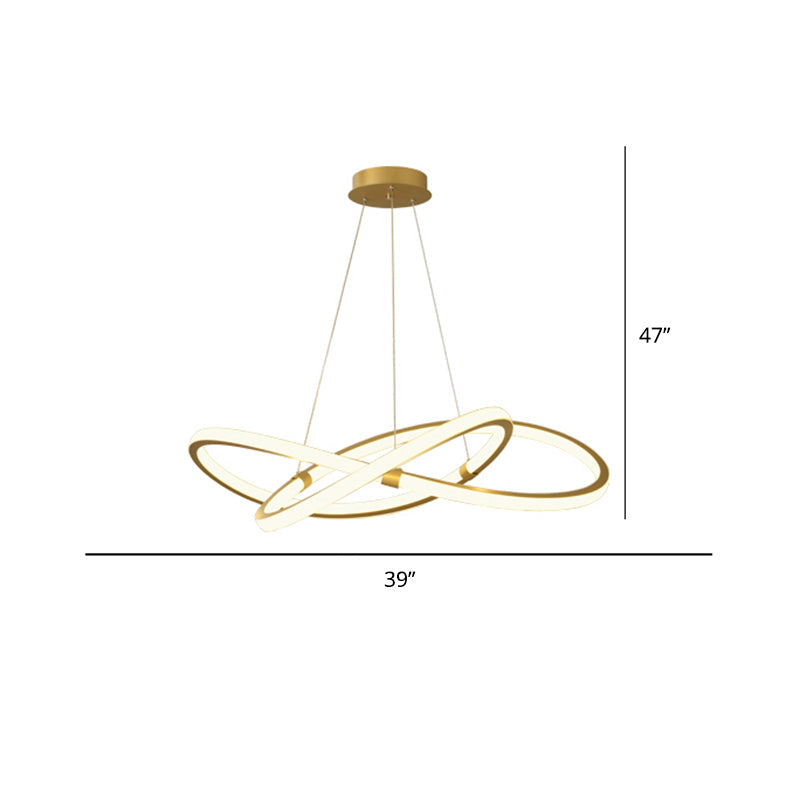 Modern Led Pendant Lamp - Minimalist Twist Design For Living Room Chandelier Brass / 39.5