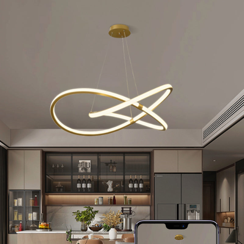 Sleek Twist LED Pendant Lamp: Minimalist Aluminum Chandelier for Living Room