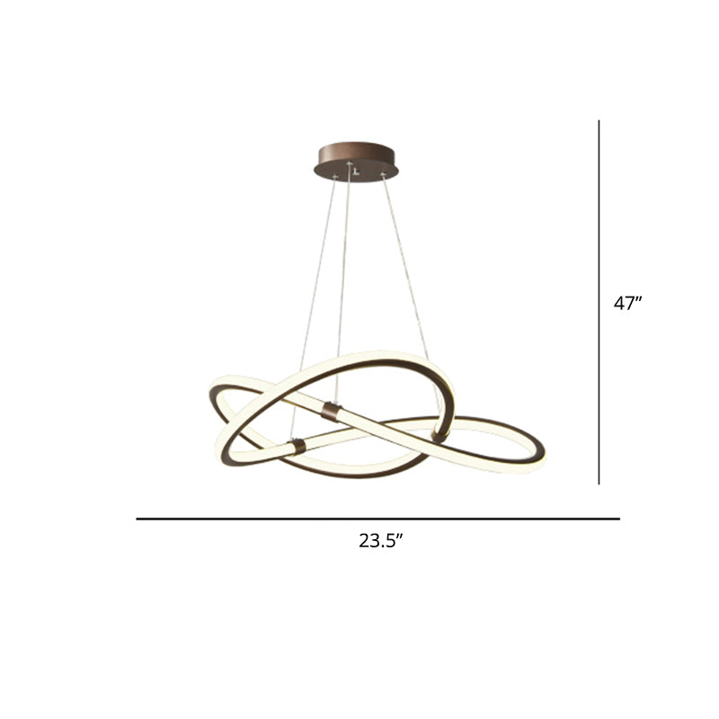 Modern Led Pendant Lamp - Minimalist Twist Design For Living Room Chandelier Brown / 23.5