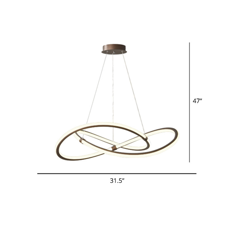 Sleek Twist LED Pendant Lamp: Minimalist Aluminum Chandelier for Living Room